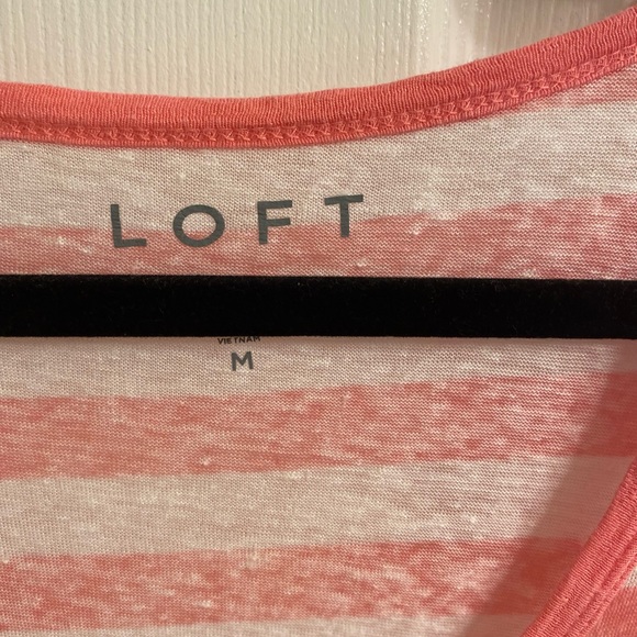 LOFT Pink and White Linen Tee - Picture 4 of 5